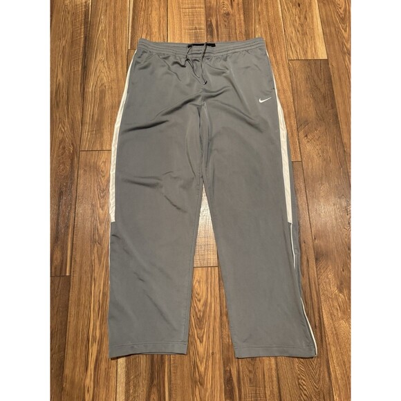 Nike Basketball Pants Men XXL Grey White Striped Ankle Zip Sweatpants Y2K Baggy - Picture 1 of 7